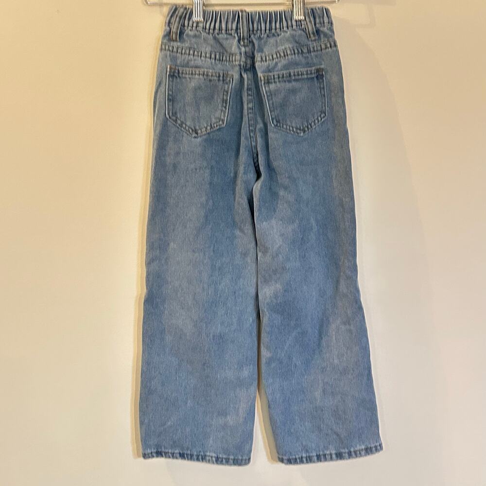 Shein Little Girls Jeans sz 8  Graffiti Jeans Wide Leg jeans - Picture 4 of 5